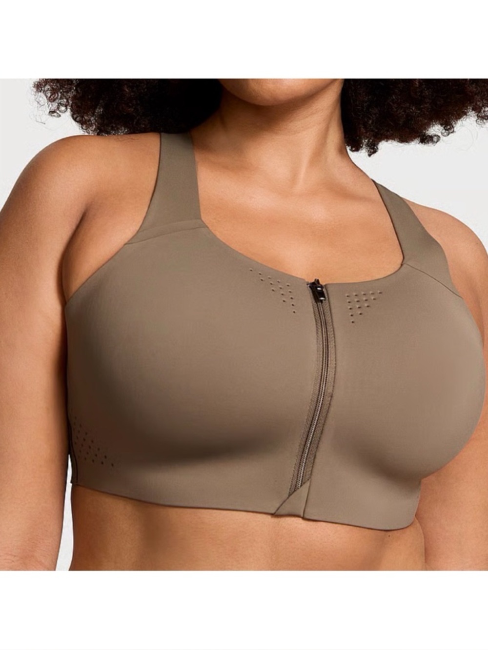 Victoria's Secret Taupe Front-Zip Sports Bra